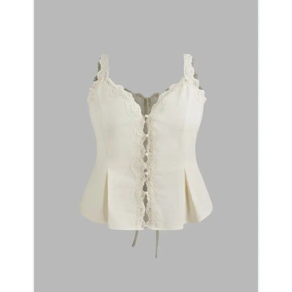 Cider Vtg Inspired Camisole Lace Trim Sz L Cottage Fairy Romantic Prairie Boho - Picture 1 of 8